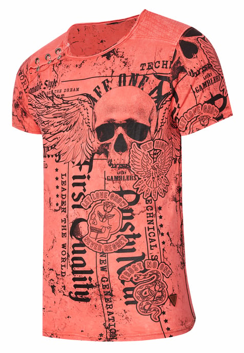 Verwaschenes T-Shirt mit "Flying-Skull" Print - Image 2