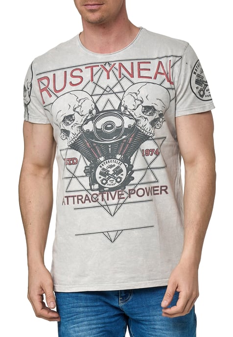 Rocker T-Shirt Light Washed mit Skull-Print - Image 3