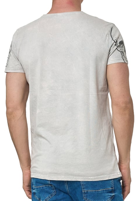 Rocker T-Shirt Light Washed mit Skull-Print - Image 4