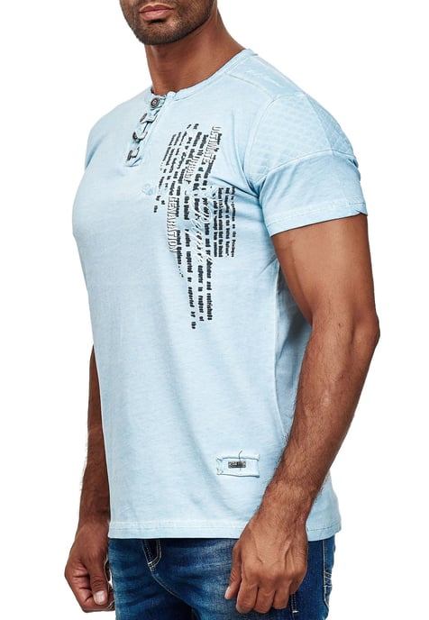 Oil-Washed T-Shirt mit Knopfleiste - Image 3