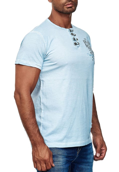 Oil-Washed T-Shirt mit Knopfleiste - Image 4