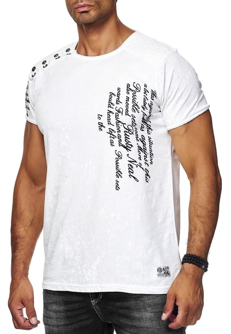 Acid Washed T-Shirt mit Prints - Image 4