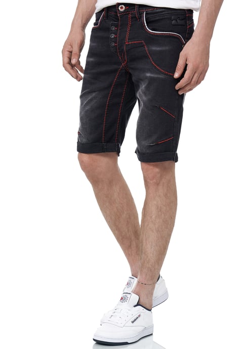 Jeans Shorts "RUBEN" mit Kontrast-Naht und offener Knopfleiste - Image 3