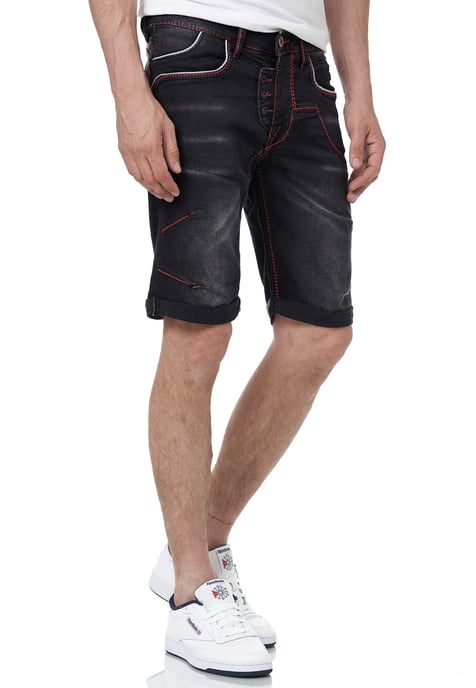 Jeans Shorts "RUBEN" mit Kontrast-Naht und offener Knopfleiste - Image 4