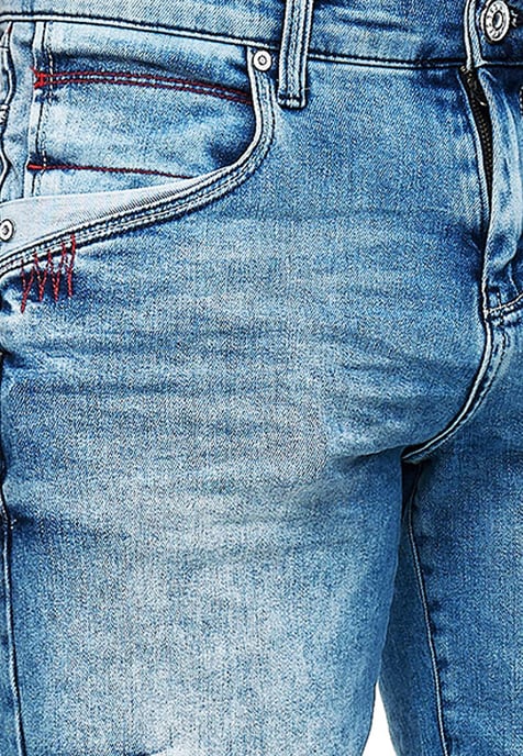 Light Blue Used "NOXON" Bermuda Jeans Shorts - Image 5