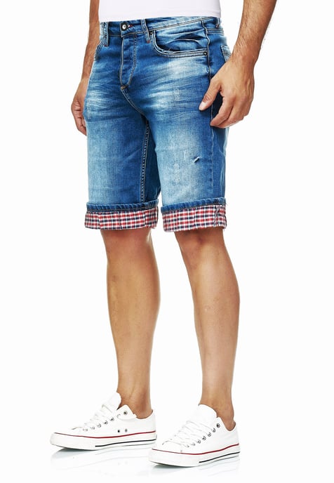 Blue Used Jeans Shorts mit Karomuster "SATTO" - Image 3
