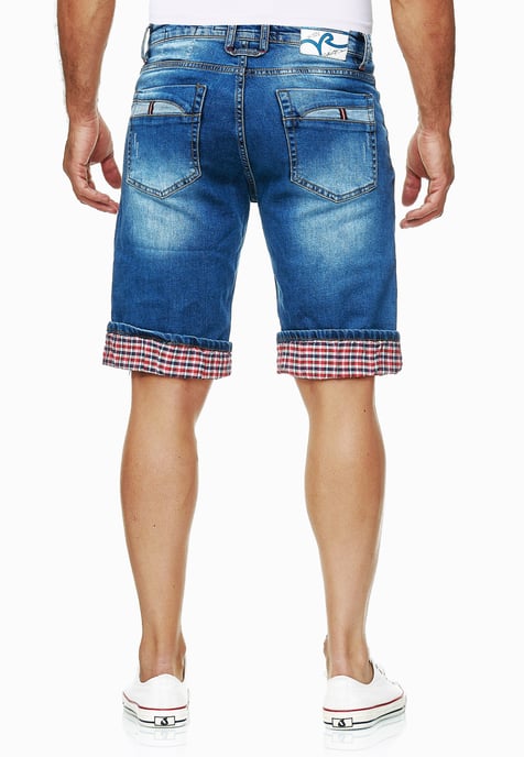Blue Used Jeans Shorts mit Karomuster "SATTO" - Image 4