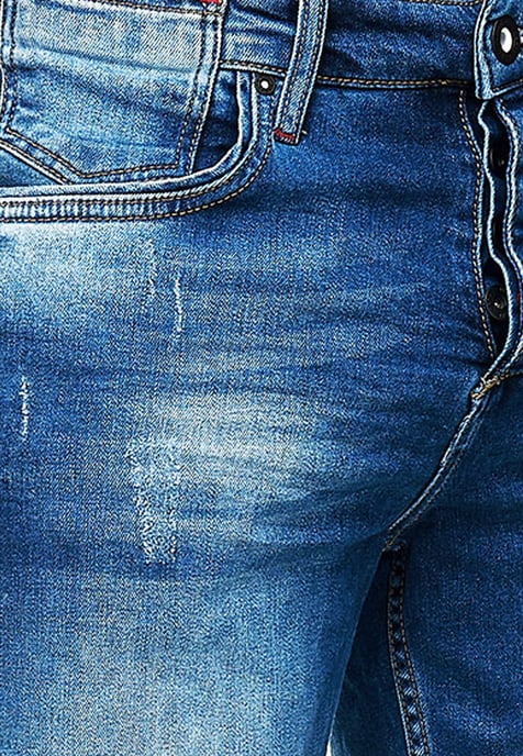 Blue Used Jeans Shorts mit Karomuster "SATTO" - Image 5