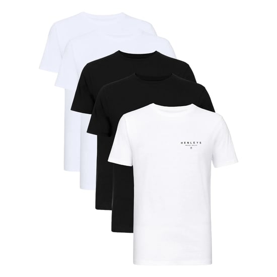 Henleys - "Hencinq A" T-Shirt für Herren(5er-Pack) (Weiß/Schwarz) - Image 1