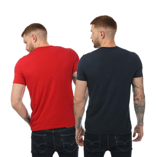 Emporio Armani - T-Shirt Rundhalsausschnitt für Herren(2er-Pack) (Marineblau/Rot) - Image 2