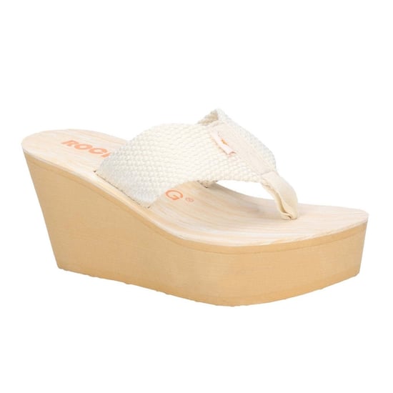 Rocket Dog Damen Diver Gewebe Slip On Pantoletten mit Keilabsatz (Creme) - Image 3