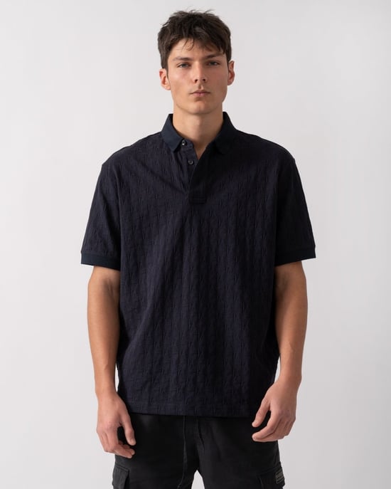 Armani Exchange Mens Regular Fit Polo Shirt with Tone-On-Tone Allover Logo - Image 1