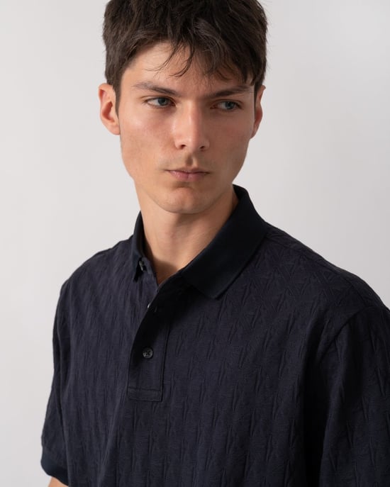 Armani Exchange Mens Regular Fit Polo Shirt with Tone-On-Tone Allover Logo - Image 2