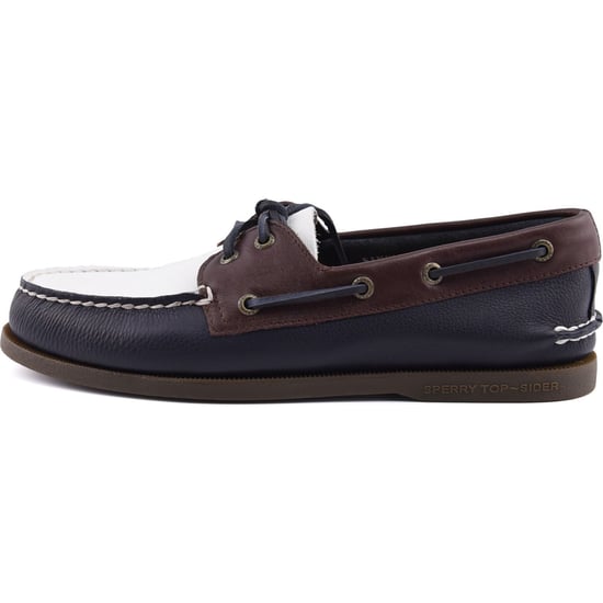 Sperry Authentic Original 2 Eye Herren Bootsschuhe Aus Leder In Marineblau/Weiß/Braun - Image 1
