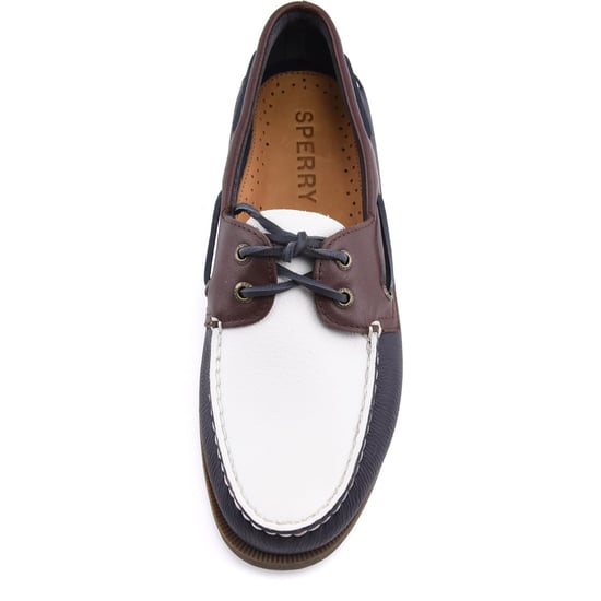 Sperry Authentic Original 2 Eye Herren Bootsschuhe Aus Leder In Marineblau/Weiß/Braun - Image 3