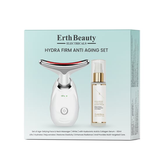 Hydra Firm Anti-Aging Set (ALTER-DEFINIERENDER GESICHTS- UND HALSMASSAGER - weiß mit HA-Serum) - Image 2