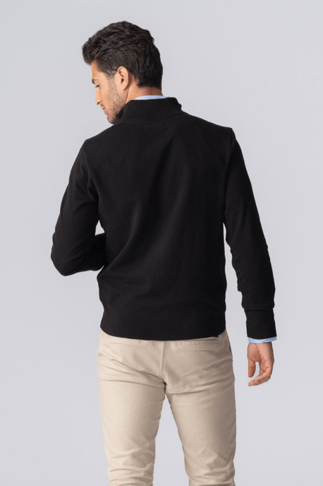 Pullover-Cardigan mit Reißverschluss – Schwarz - Image 3
