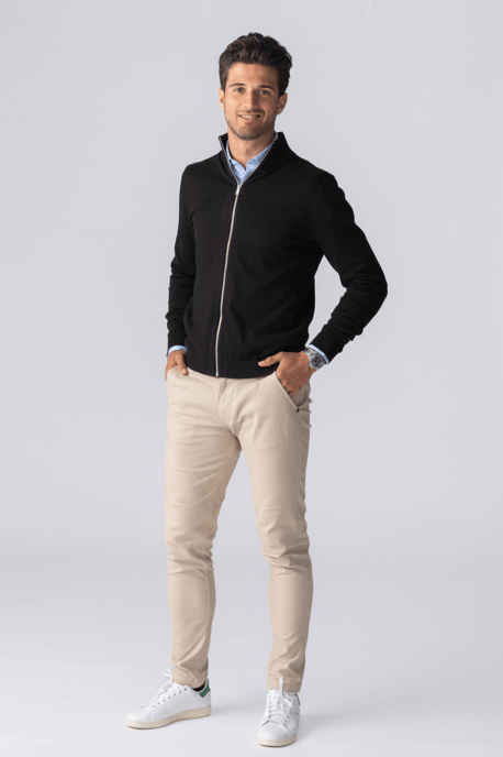 Pullover-Cardigan mit Reißverschluss – Schwarz - Image 4