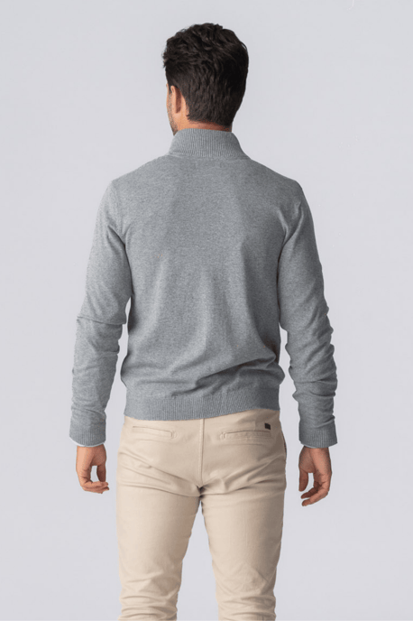Pullover-Cardigan mit Reißverschluss – Graumeliert - Image 3