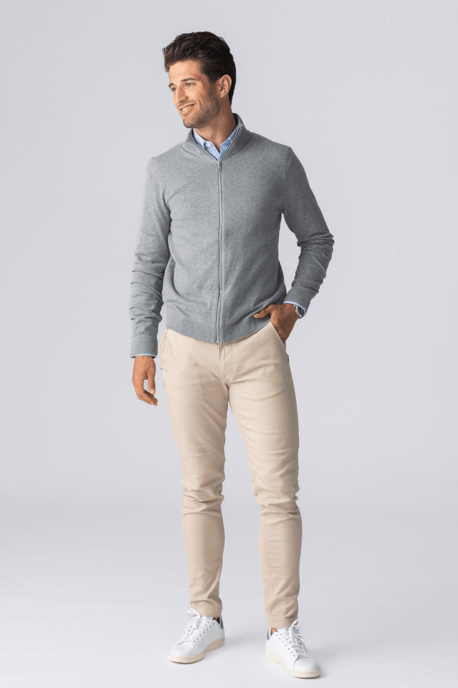 Pullover-Cardigan mit Reißverschluss – Graumeliert - Image 4