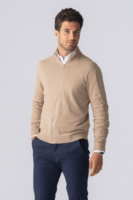Pullover-Cardigan mit Reißverschluss – Sand - Image 2