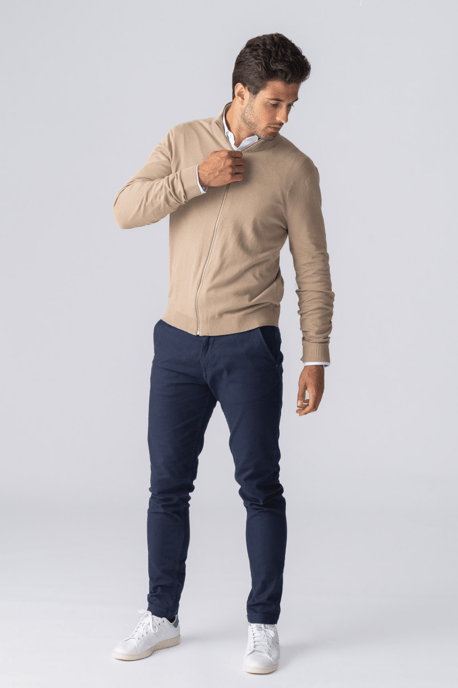 Pullover-Cardigan mit Reißverschluss – Sand - Image 3