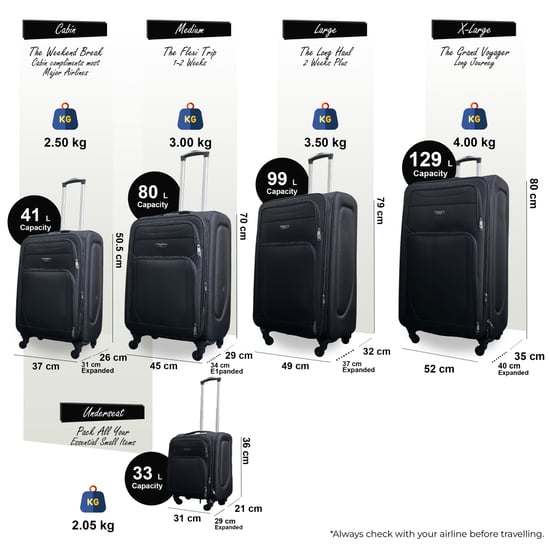 Softshell-Kofferset aus leichtem schwarzem Nylon mit 4 Rädern, Reisekoffer, Urlaubstaschen - Image 2