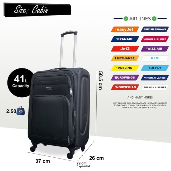 Softshell-Kofferset aus leichtem schwarzem Nylon mit 4 Rädern, Reisekoffer, Urlaubstaschen - Image 4