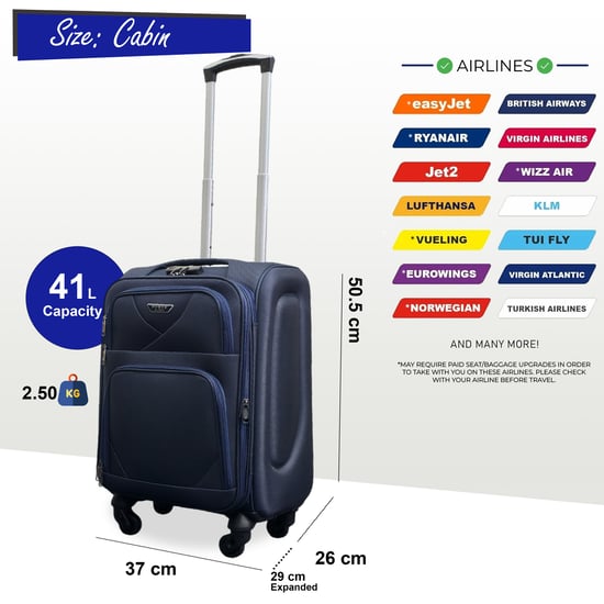 Reisekoffer-Set aus weichem, leichtem Nylon mit 4 Rädern, Marineblau - Image 4