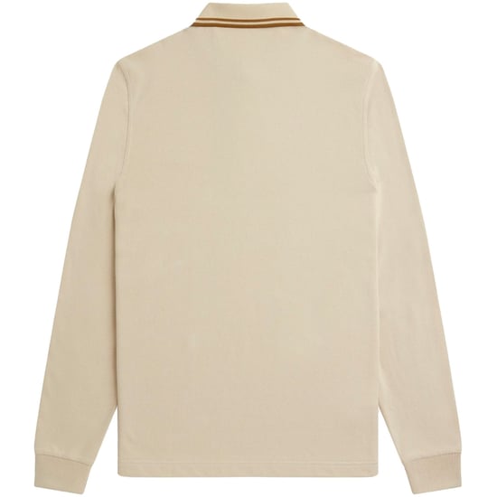 Fred Perry - Langärmliges Poloshirt mit Doppelstreifen in Haferflockenbeige - Image 2