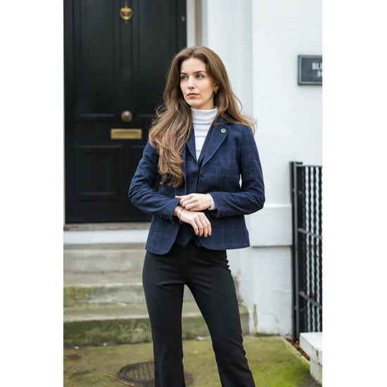 Marineblaues, maßgeschneidertes 2-teiliges Set aus formellem Tweed-Blazer und Weste für Damen - Image 1