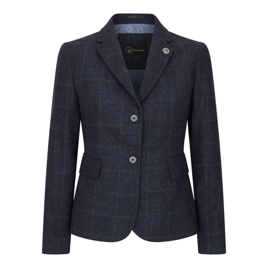 Marineblaues, maßgeschneidertes 2-teiliges Set aus formellem Tweed-Blazer und Weste für Damen - Image 2