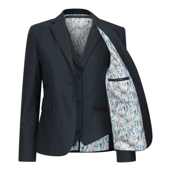 Olivgrüner dreiteiliger Tailored Fit-Anzug für Damen mit Prince-of-Wales-Karo - Image 3