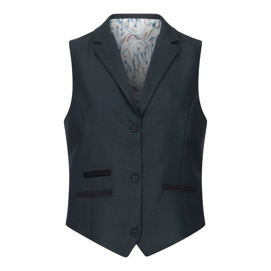 Olivgrüner dreiteiliger Tailored Fit-Anzug für Damen mit Prince-of-Wales-Karo - Image 4