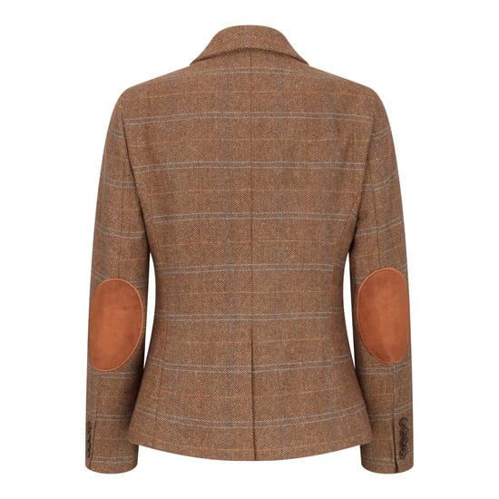 Oak Brown 2-teiliges Set aus Tweed-Blazer und Weste für Damen im Fischgrätenmuster - Image 6