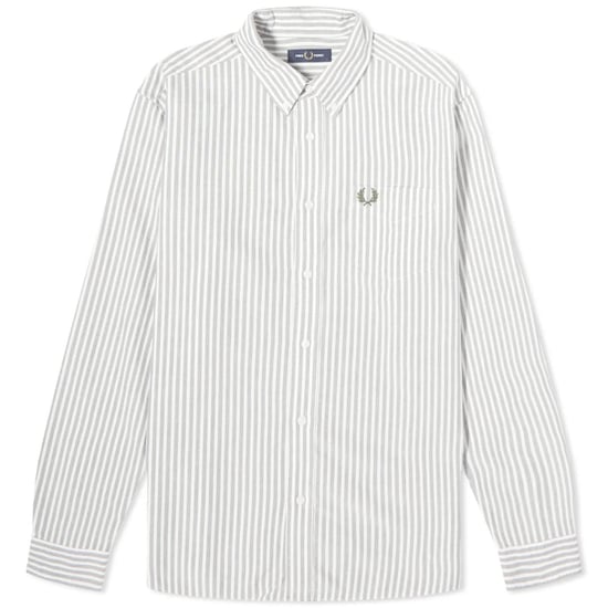 Fred Perry - Gestreiftes Oxford-Hemd „Field" in Grün - Image 1