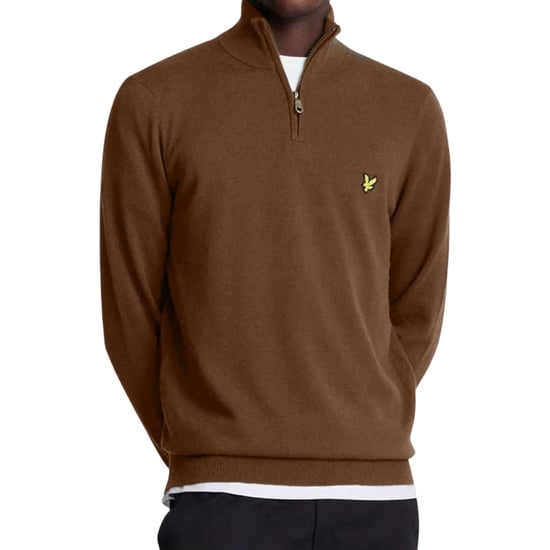 Lyle & Scott Plain Branded Cotton Merino Quarter Zip Wild Nettle Pullover - Image 3
