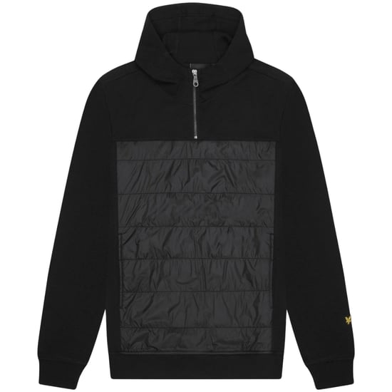 Lyle & Scott Hybrid Paneled Interlock Jet Black Kapuzenpullover - Image 1