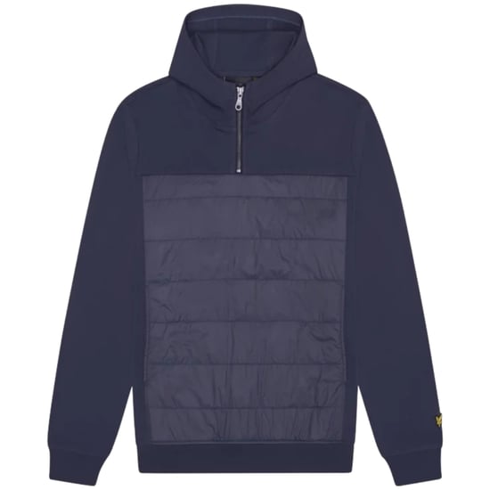 Lyle & Scott Hybrid Panelled Interlock Navy Night Hoodie - Image 1