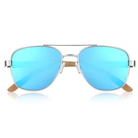 Earth Wood Kotor Polarisierte Sonnenbrille - Bambus/Blau - Image 2
