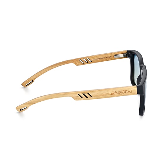 Earth Wood Haven Polarisierte Sonnenbrille - Bambus/Blau-Gelb - Image 3