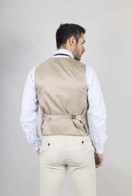 Herren Beiges 3-Teiliges Leinen Anzug für formelle Sommerhochzeiten - Image 3