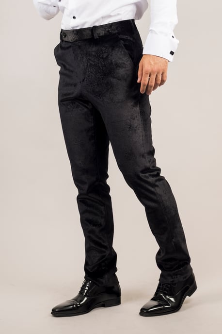 Herren schwarzer 3-teiliger Samt Hochzeitsanzug formell - Image 4