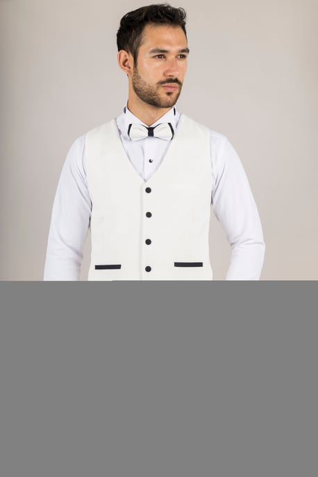 Herren Weiß 3-Teiliges Samt Hochzeits-Tuxedo Anzug - Image 3