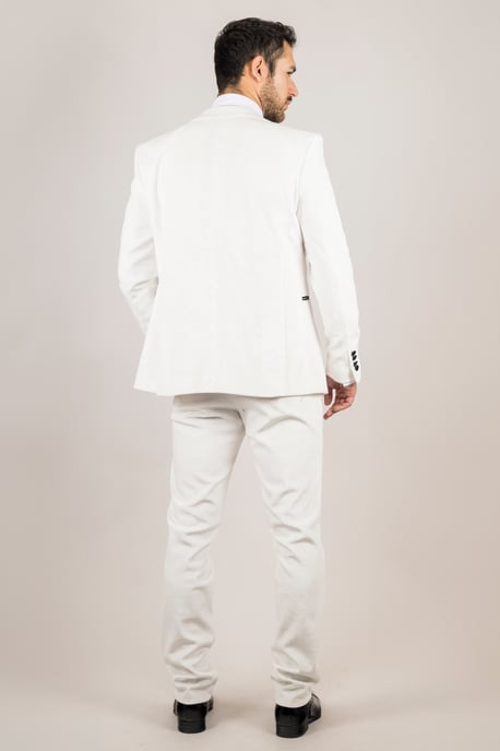 Herren Weiß 3-Teiliges Samt Hochzeits-Tuxedo Anzug - Image 6