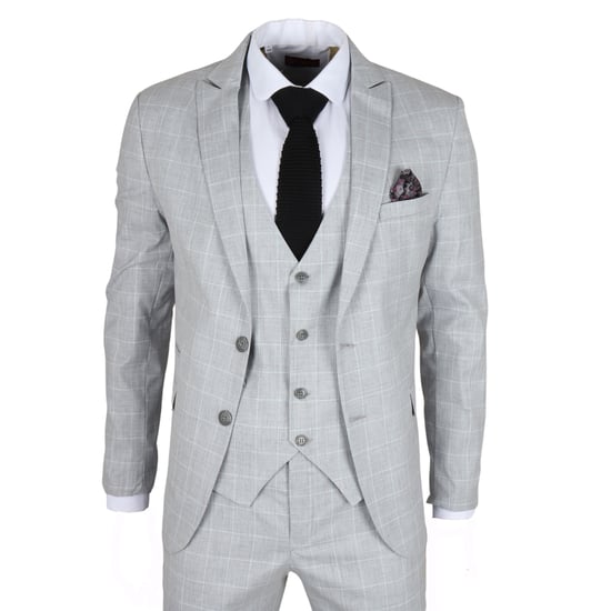 Grau karierter 3-teiliger Anzug für Herren im Tailored Fit - Image 3