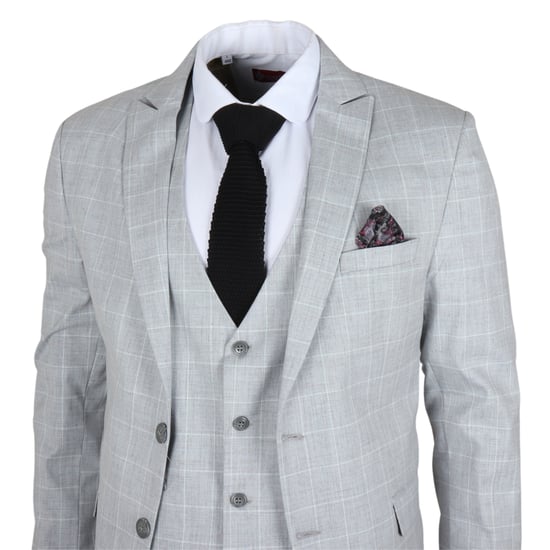 Grau karierter 3-teiliger Anzug für Herren im Tailored Fit - Image 4
