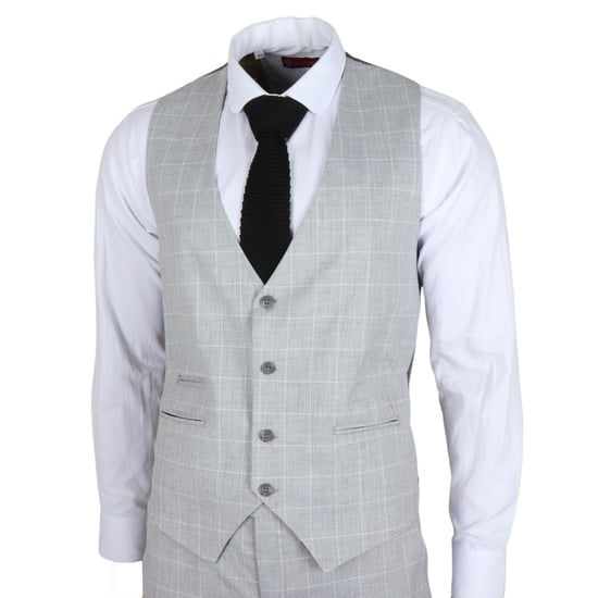 Grau karierter 3-teiliger Anzug für Herren im Tailored Fit - Image 5