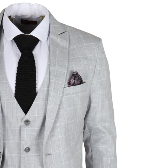 Grau karierter 3-teiliger Anzug für Herren im Tailored Fit - Image 6
