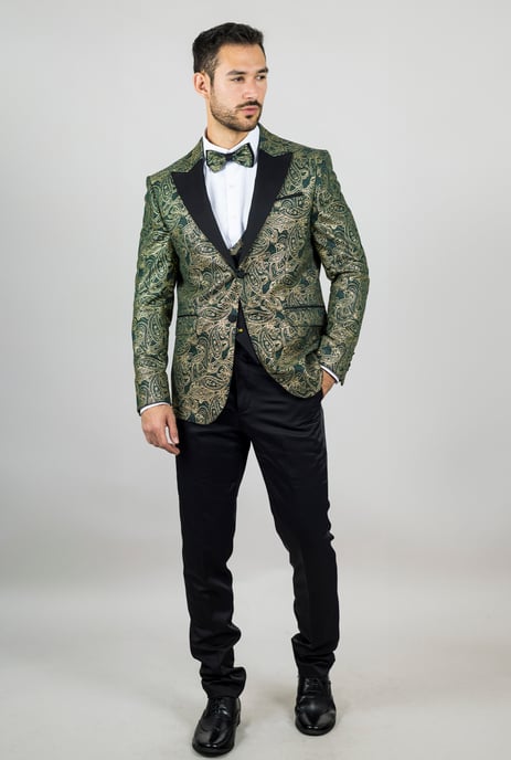 Herren 4-teiliger grüner Paisleymananzug maßgeschneidert - Image 3